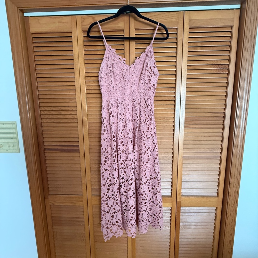 Nordstrom Dusty Pink Lace Midi Dress